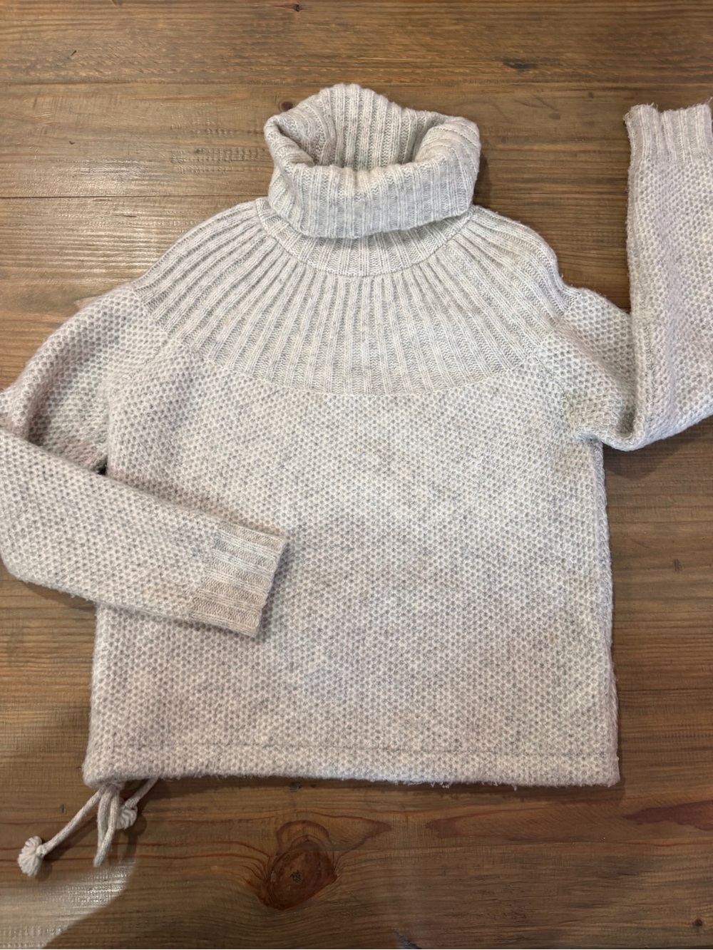 Madewell Light Gray Ribbed Yoke Turtleneck Sweater